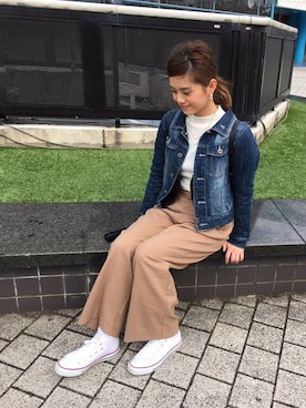 「へザー」｜「アイテム（デニムジャケット）」を使った、sachiさん（レディース・154cm）の冬コーディネート