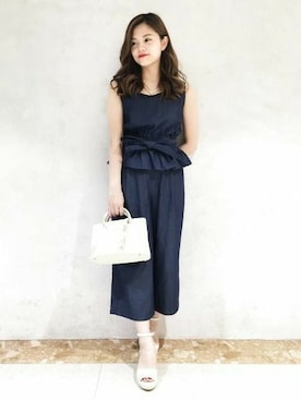 「Heather（ヘザー）のアイテム（つなぎ/オールインワン）」を使った、sachiさん（レディース・154cm）の夏コーディネート