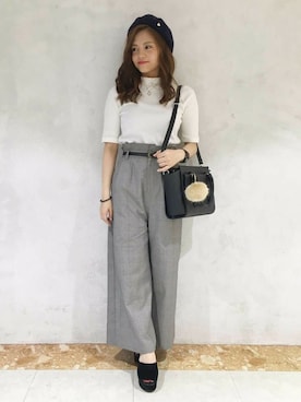 「へザー」｜「アイテム（ハンチング/ベレー帽）」を使った、sachiさん（レディース・154cm）の夏コーディネート