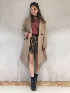 「へザー」｜「アイテム（チェスターコート）」を使った、sachiさん（レディース・154cm）の秋コーディネート