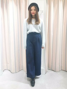 「へザー」｜「アイテム（ハンチング/ベレー帽）」を使った、sachiさん（レディース・154cm）の秋コーディネート