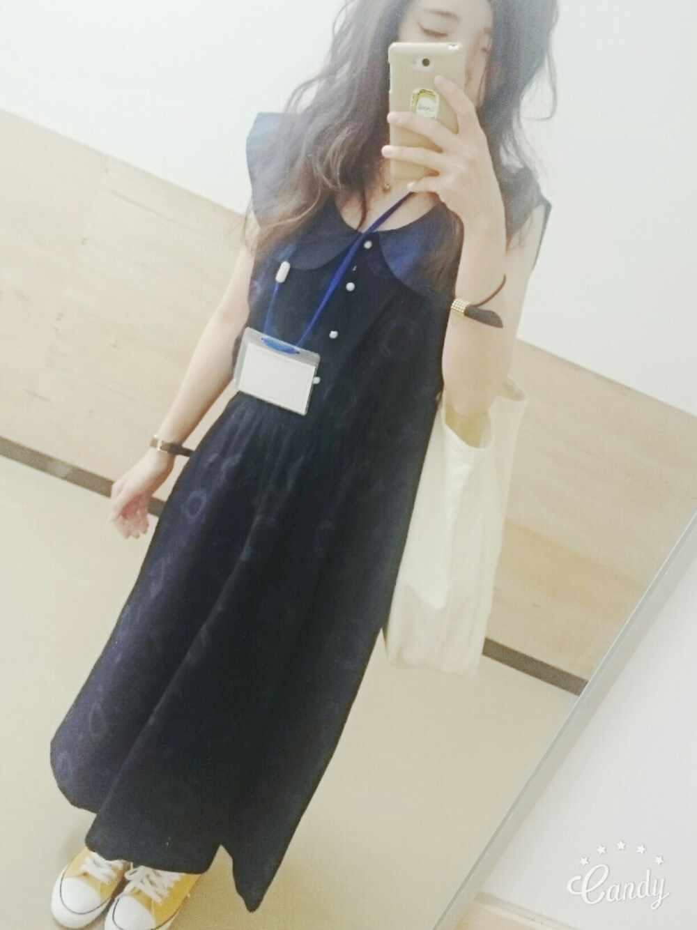 「山形、山形コーデ、仙台、ワンピース」｜「古着のアイテム（ワンピース、ブルー系）」を使った、伊藤さん。さん（レディース・160cm）の夏コーディネートの1枚目の写真