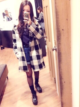 「ENVYM（アンビー）のアイテム（ダウンジャケット/コート）」を使った、mamiさん（レディース・154cm）の秋コーディネート