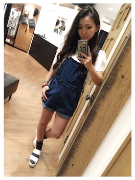 「ENVYM（アンビー）のアイテム（オールインワン・サロペット）」を使った、mamiさん（レディース・154cm）の春コーディネート