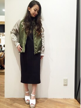 「ENVYM（アンビー）のアイテム（ブルゾン）」を使った、mamiさん（レディース・154cm）の冬コーディネート