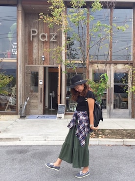 「ROXY（ロキシー）のアイテム（モカシン/デッキシューズ）」を使った、namiheeさん（レディース・167cm）の秋コーディネート