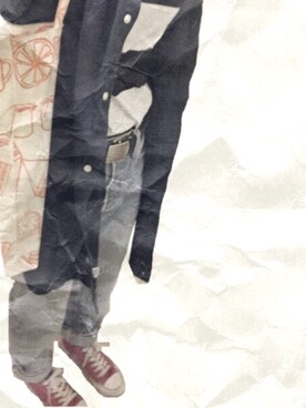 「アイテム（トートバッグ、オレンジ系）」を使った、ぽこぴんさん（レディース・152cm）の春コーディネート