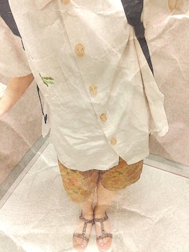 「B.L.U.E（ビーエルユーイー）のアイテム（パンツ）」を使った、ぽこぴんさん（レディース・152cm）の夏コーディネート