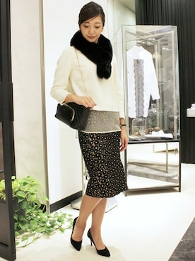 「FIGARO Paris（フィガロパリ）のアイテム」を使った、東京店スタッフさん（レディース・165cm）の秋コーディネート