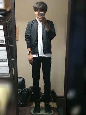 「ダニエルウェリントン」｜「アイテム（MA-1）」を使った、moto.さん（メンズ・161cm）の秋コーディネート
