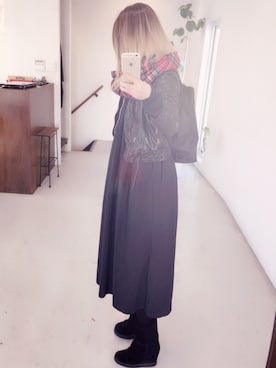 「zucca」｜「アイテム（ライダースジャケット）」を使った、Satomi  さん（レディース・150cm）の冬コーディネート