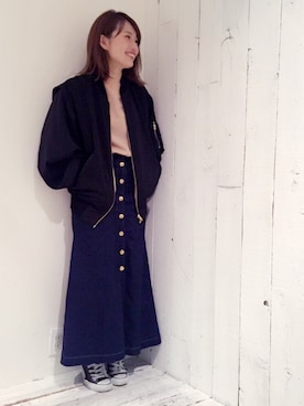 「mystic（ミスティック）のアイテム（ブルゾン）」を使った、horiさん（レディース・153cm）の春コーディネート