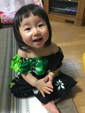 「no brand（ノーブランド）のアイテム（チュニック）」を使った、かなよんさん（キッズ・70cm）の夏コーディネート