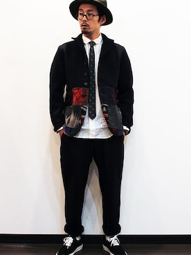 「ウールパンツ」｜「アイテム（帽子）」を使った、nakajiさん（メンズ・168cm）の冬コーディネート