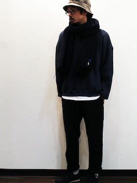 「ウールパンツ」｜「アイテム（帽子）」を使った、nakajiさん（メンズ・168cm）の冬コーディネート