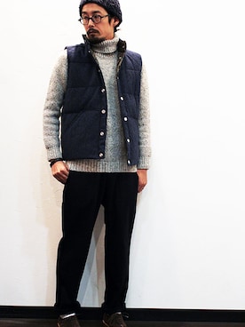「ウールパンツ」｜「アイテム（帽子）」を使った、nakajiさん（メンズ・168cm）の冬コーディネート