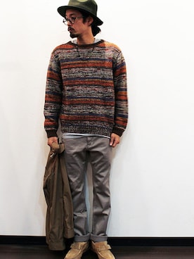 「アイテム（モカシン/デッキシューズ、ベージュ系）」を使った、nakajiさん（メンズ・168cm）の冬コーディネート