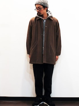 「ウールパンツ」｜「アイテム（帽子）」を使った、nakajiさん（メンズ・168cm）の冬コーディネート
