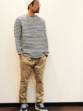 「INFIELDER DESIGN（インフィールダーデザイン）のアイテム（ニットキャップ/ビーニー）」を使った、nakajiさん（メンズ・168cm）の春コーディネート