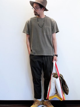 「melple（メイプル）のアイテム（パンツ）」を使った、nakajiさん（メンズ・168cm）の春コーディネート