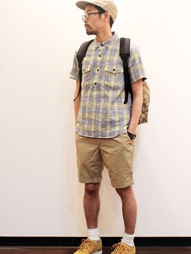 「INFIELDER DESIGN（インフィールダーデザイン）のアイテム（キャップ）」を使った、nakajiさん（メンズ・168cm）の夏コーディネート