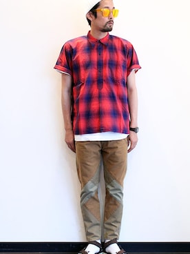 「サンダルに靴下」｜nakajiさん（メンズ・168cm）の夏コーディネート