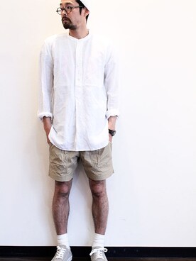 「膝上ショーツ」｜「アイテム（ニットキャップ/ビーニー）」を使った、nakajiさん（メンズ・168cm）の夏コーディネート