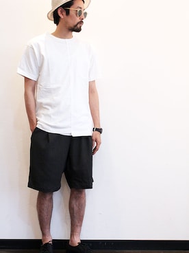 「ポケットＴシャツ」｜「アイテム（トップス）」を使った、nakajiさん（メンズ・168cm）の夏コーディネート