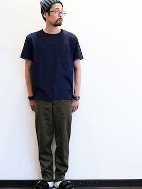 「ポケットＴシャツ」｜「アイテム（シューズ）」を使った、nakajiさん（メンズ・168cm）の夏コーディネート