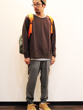 「melple（メイプル）のアイテム（パンツ）」を使った、nakajiさん（メンズ・168cm）の秋コーディネート