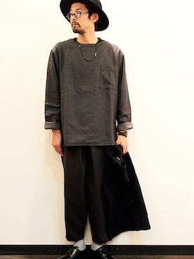 「ink（インク）のアイテム（帽子）」を使った、nakajiさん（メンズ・168cm）の秋コーディネート