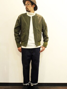「NECESSARY or UNNECESSARY（ネセサリーオアアンネセサリー）のアイテム（ジャケット/アウター）」を使った、nakajiさん（メンズ・168cm）の冬コーディネート