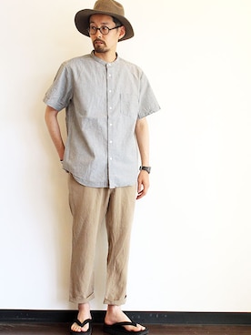 「INFIELDER DESIGN（インフィールダーデザイン）のアイテム（サンダル）」を使った、nakajiさん（メンズ・168cm）の夏コーディネート