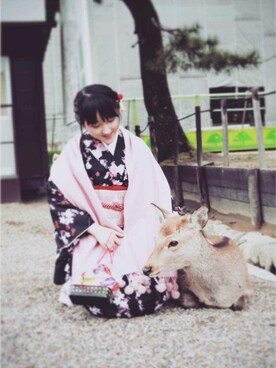 「kimono」｜「アイテム（その他）」を使った、SHIERQIUQIUQIUさん（レディース・160cm）の夏コーディネート