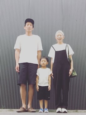 「ADAM ET ROPE'（アダムエロペ）のアイテム（オールインワン・サロペット）」を使った、aashantoさん（キッズ・100cm）の夏コーディネート