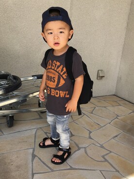 「アイテム（キャップ）」を使った、tyler♡さん（キッズ・90cm）の夏コーディネート