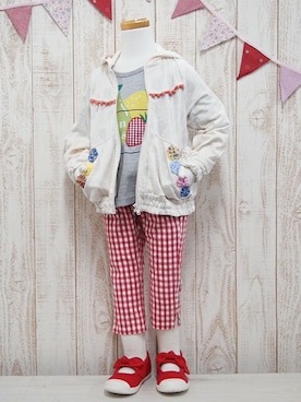 「アイテム（バレエシューズ）」を使った、BRANSHESさん（キッズ・110cm）の春コーディネート