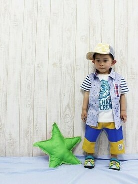 「BRANSHES（ブランシェス）のアイテム（ナイロンジャケット）」を使った、BRANSHESさん（キッズ・110cm）の春コーディネート