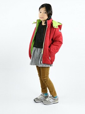 「RADCHAP（ラッドチャップ）のアイテム（チュニック）」を使った、BRANSHESさん（キッズ・121cm）の秋コーディネート