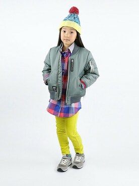 「RADCHAP（ラッドチャップ）のアイテム（MA-1）」を使った、BRANSHESさん（キッズ・121cm）の秋コーディネート