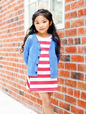 「RADCHAP（ラッドチャップ）のアイテム（ワンピース）」を使った、BRANSHESさん（キッズ・116cm）の春コーディネート