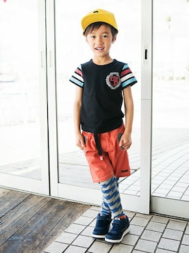 「RADCHAP（ラッドチャップ）のアイテム（パンツ）」を使った、BRANSHESさん（メンズ・111cm）の春コーディネート