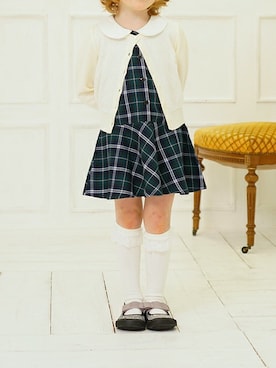 「アイテム（カーディガン/ボレロ）」を使った、BRANSHESさん（キッズ・109cm）の春コーディネート