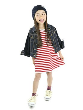 「アイテム（デニムジャケット）」を使った、BRANSHESさん（キッズ・107cm）の夏コーディネート