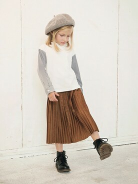 「BRANSHES（ブランシェス）のアイテム（ハンチング/ベレー帽）」を使った、BRANSHESさん（キッズ・112cm）の秋コーディネート