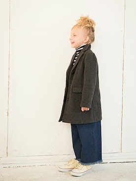 「BRANSHES（ブランシェス）のアイテム（チェスターコート）」を使った、BRANSHESさん（キッズ・112cm）の秋コーディネート