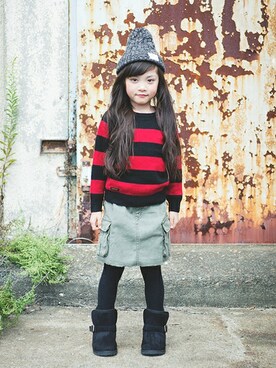 「RADCHAP（ラッドチャップ）のアイテム（帽子）」を使った、BRANSHESさん（キッズ・107cm）の秋コーディネート