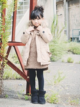 「RADCHAP（ラッドチャップ）のアイテム（ワンピース）」を使った、BRANSHESさん（キッズ・112cm）の秋コーディネート