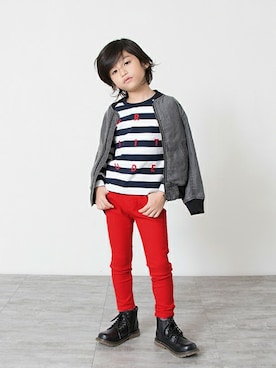 「アイテム（デニムジャケット）」を使った、BRANSHESさん（キッズ・110cm）の冬コーディネート