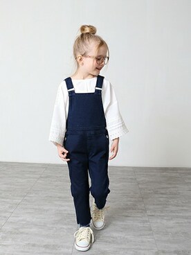 「BRANSHES（ブランシェス）のアイテム（オールインワン・サロペット）」を使った、BRANSHESさん（キッズ・108cm）の冬コーディネート